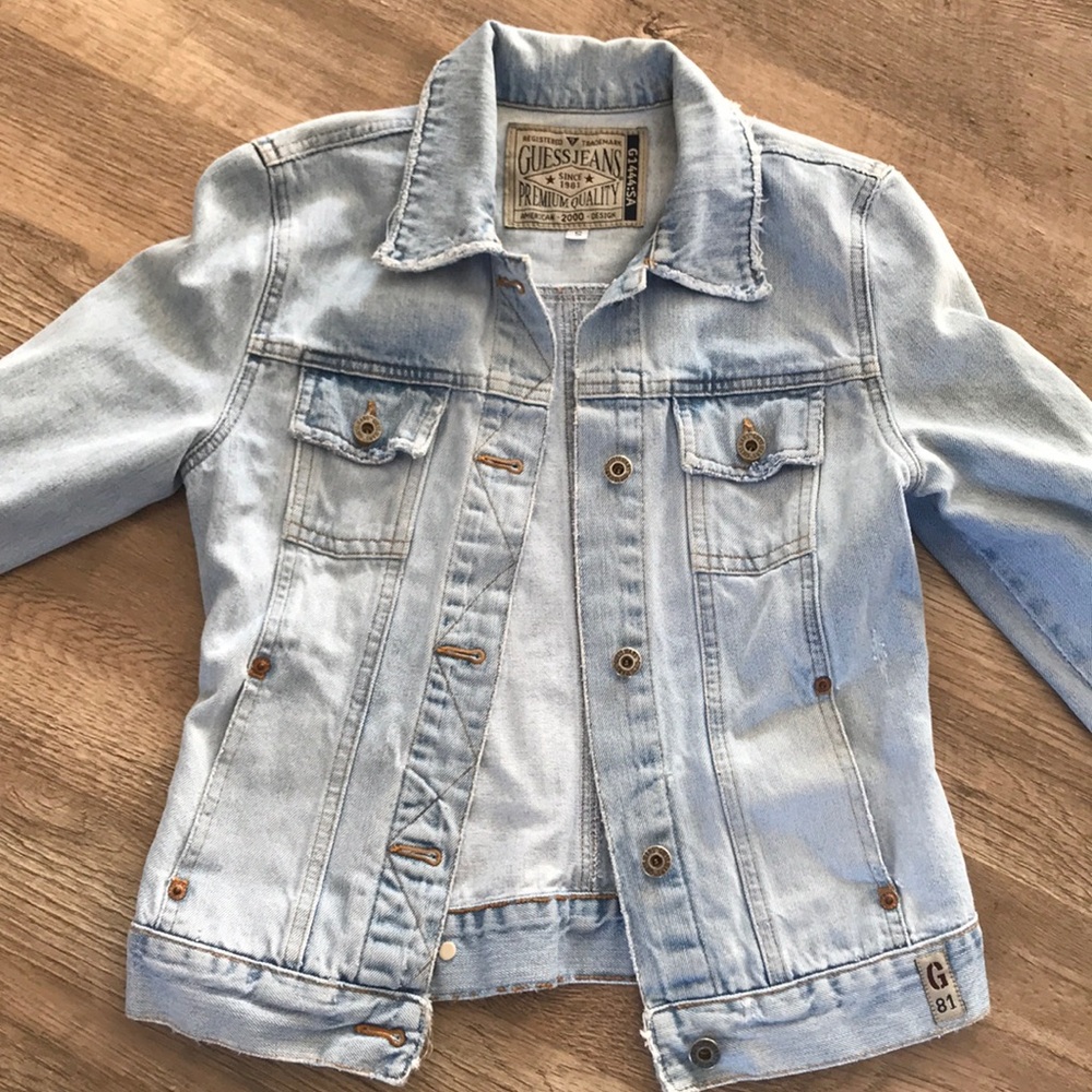 GUESS vintage distressed denim jacket gently worn